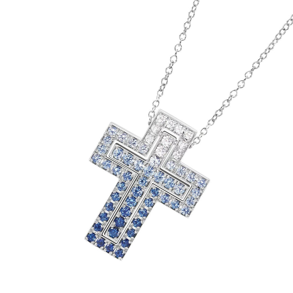 Damiani Style Cross Cubic Zirconia White-Gold-Plated Necklace