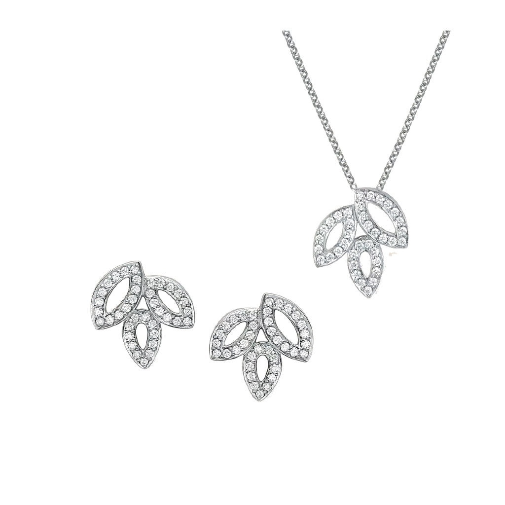 Harry Winston Style Three-Leaf Clover Cubic Zirconia 18K Gold-Plated Earrings