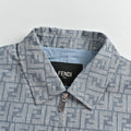 Fendi FF Monogram All-Over Sea Salt Blue Spread Collar Zip-Up Jacket